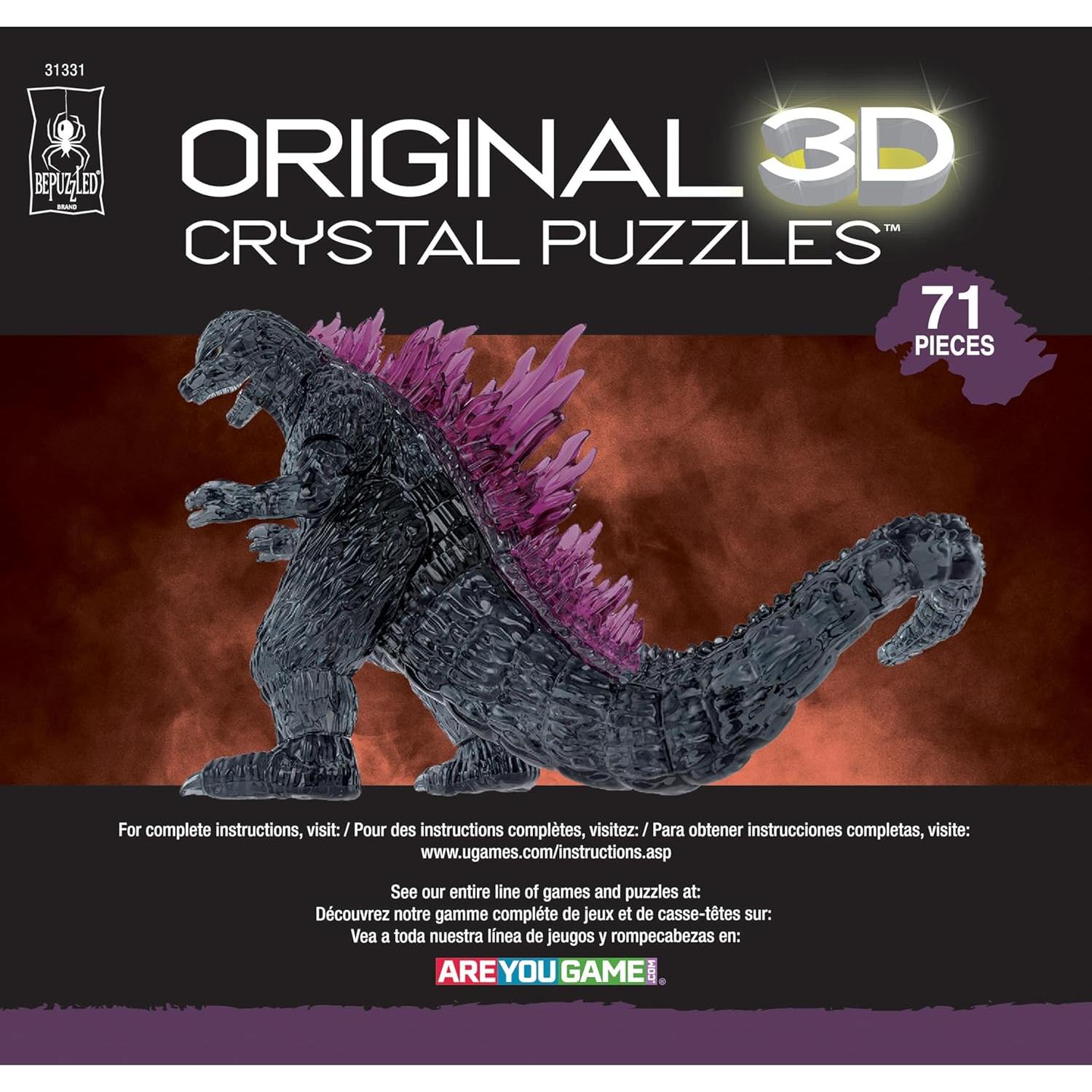 Rompecabezas 3D de cristal Godzilla BePuzzled 18.8x17.8 cm