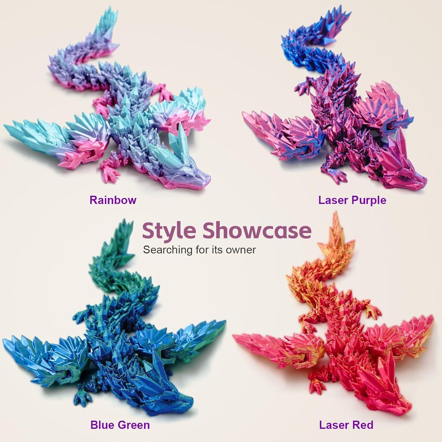 Dragón Alado Impreso en 3D Azul Verde - Decoración Oficina