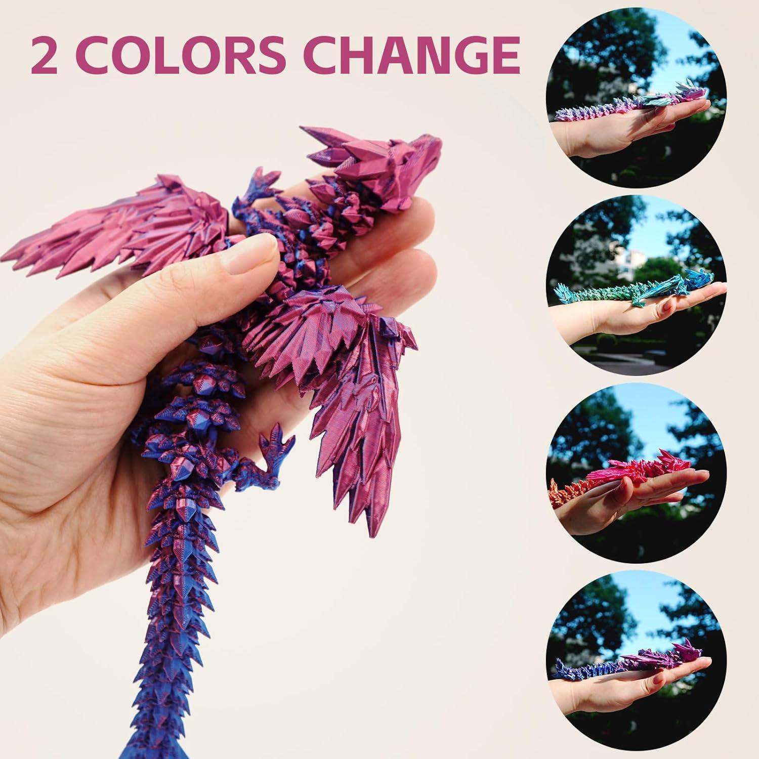 Dragón Alado Impreso en 3D Azul Verde - Decoración Oficina