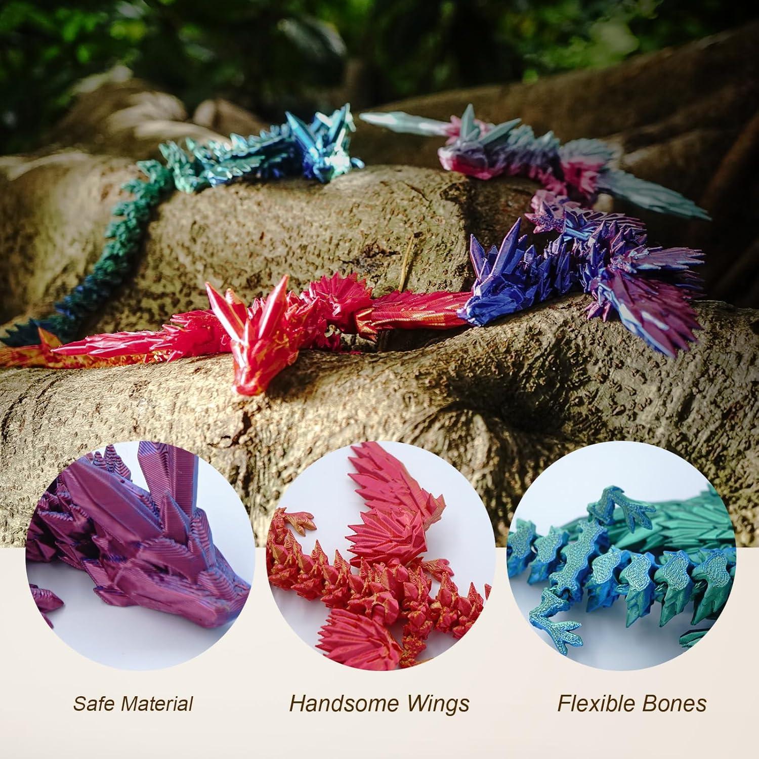 Dragón Alado Impreso en 3D Azul Verde - Decoración Oficina