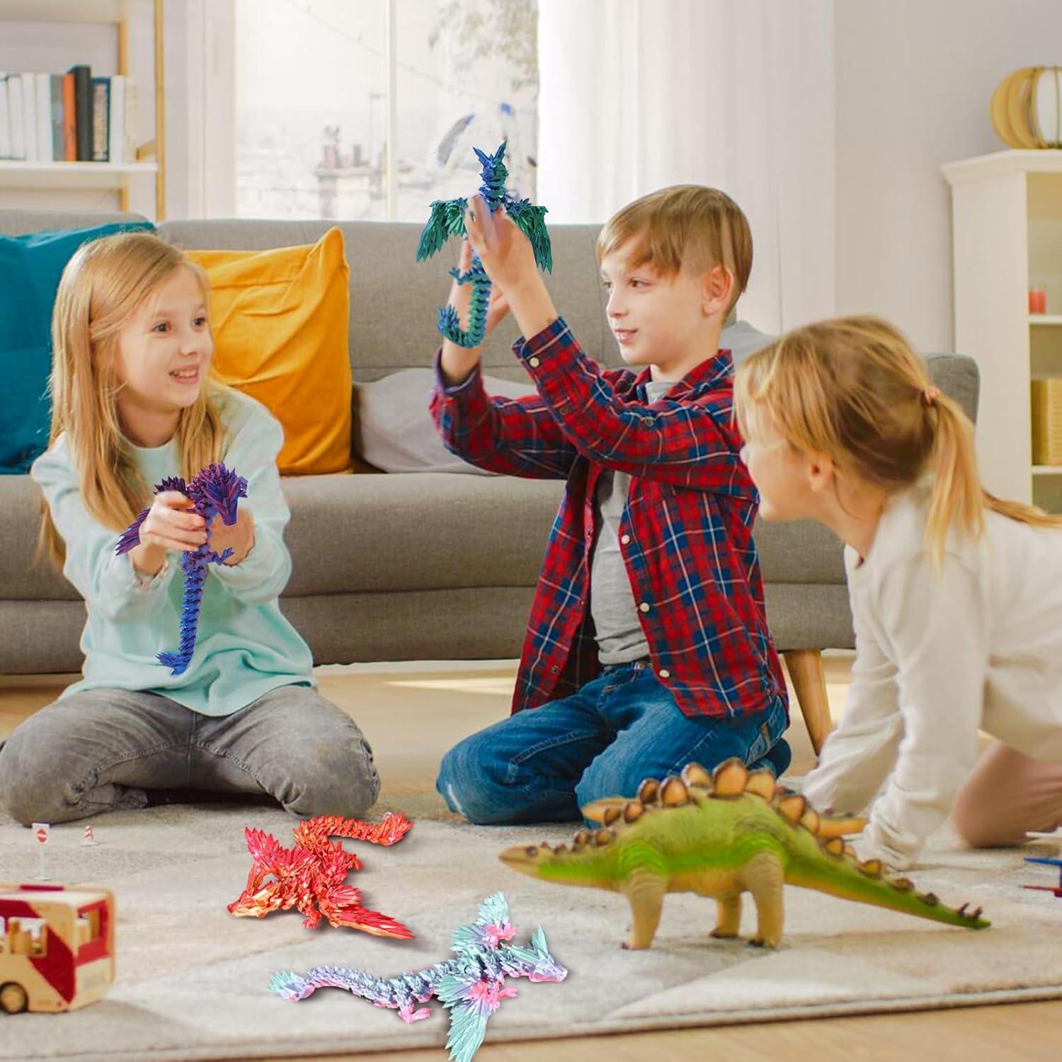 Dragón Alado Impreso en 3D Azul Verde - Decoración Oficina