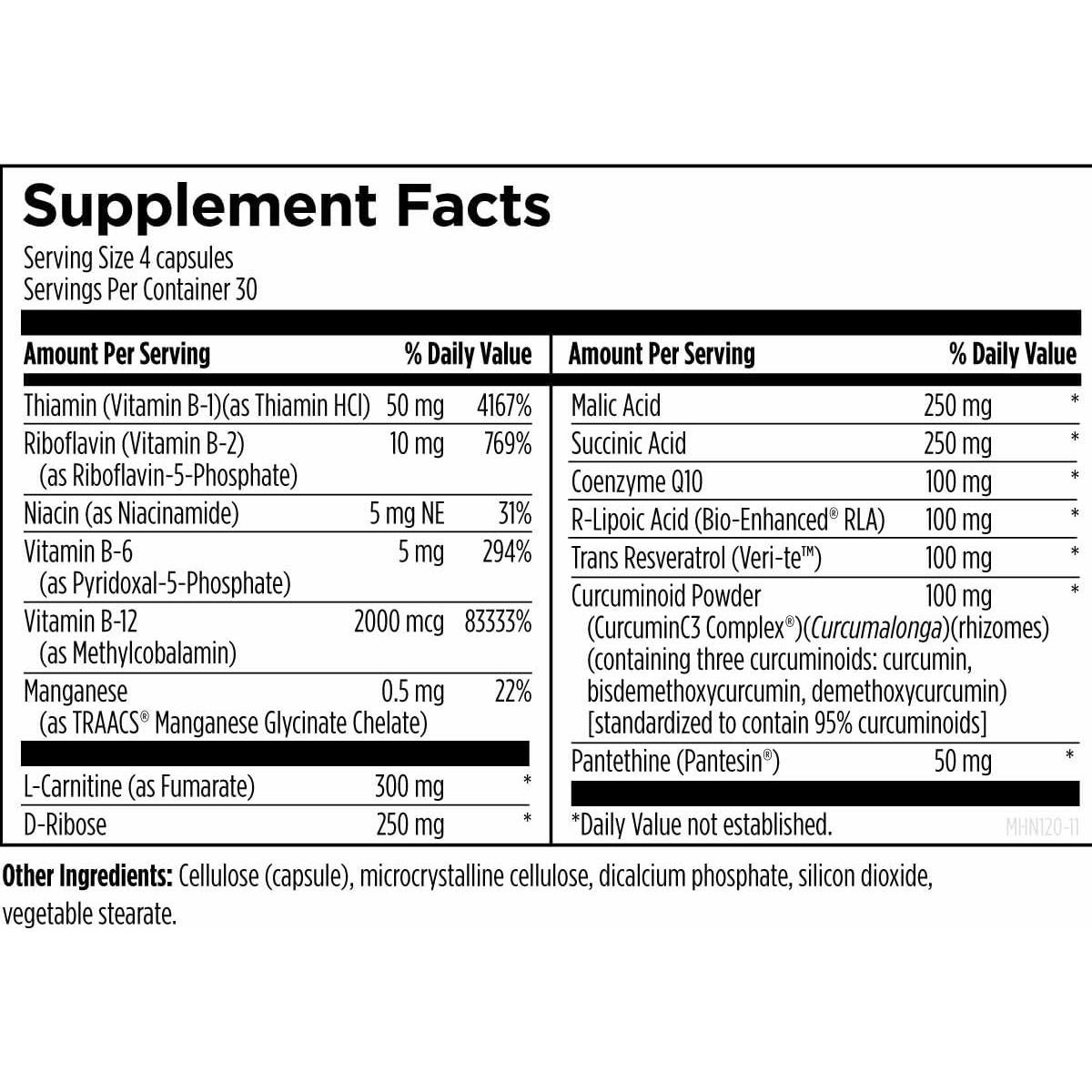 Suplemento Energético Mitocondrial NRG - 120 Cápsulas Veganas