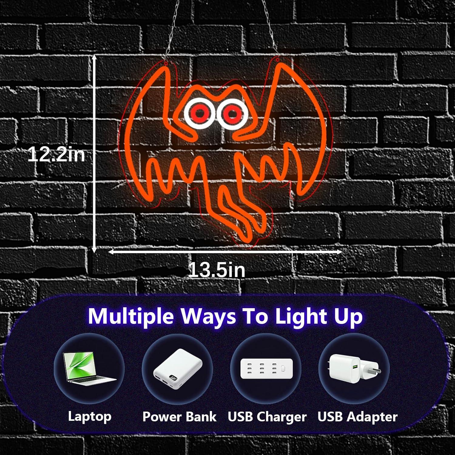 Cartel de Neón LED Mothman para Decoración de Pared 34x31 cm