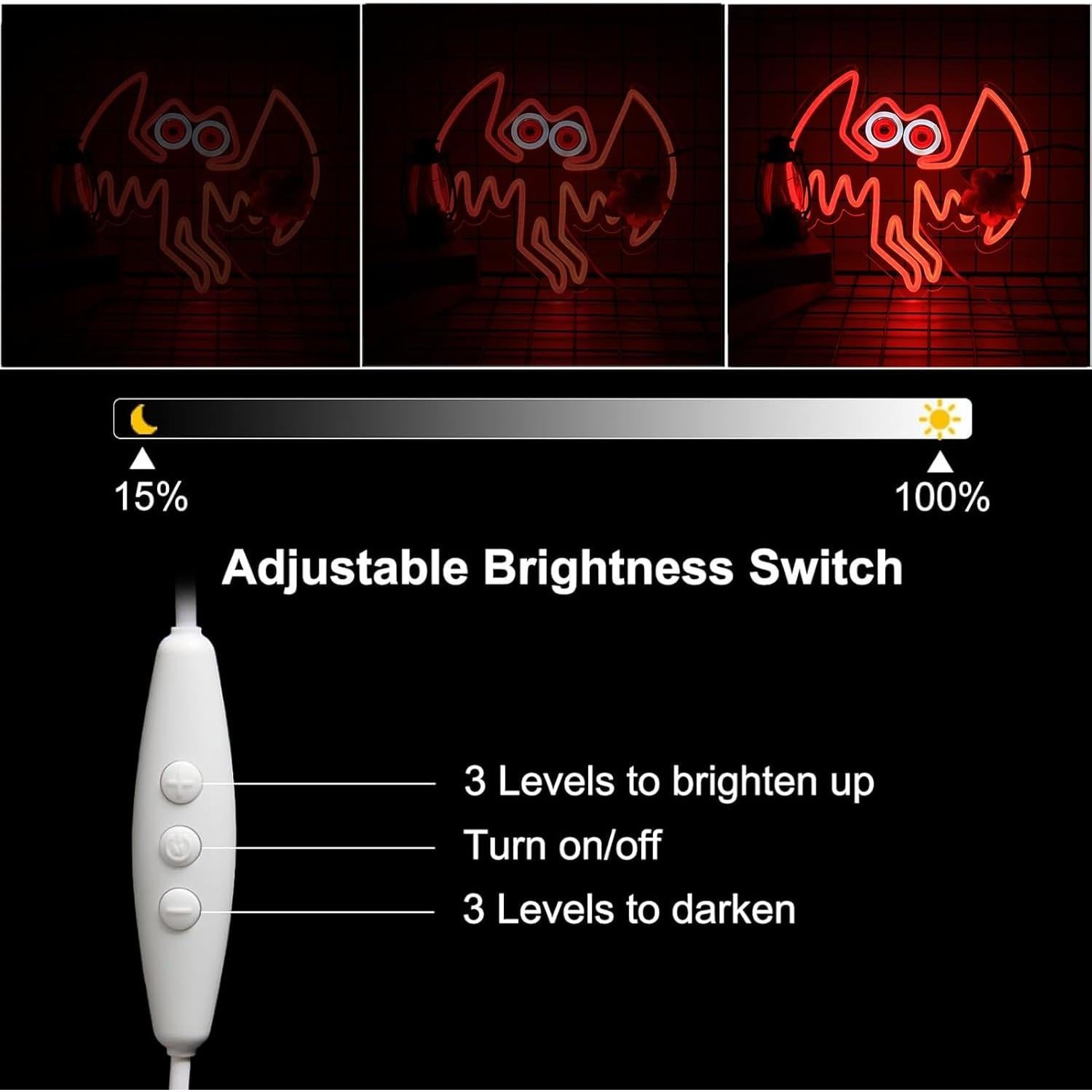 Cartel de Neón LED Mothman para Decoración de Pared 34x31 cm