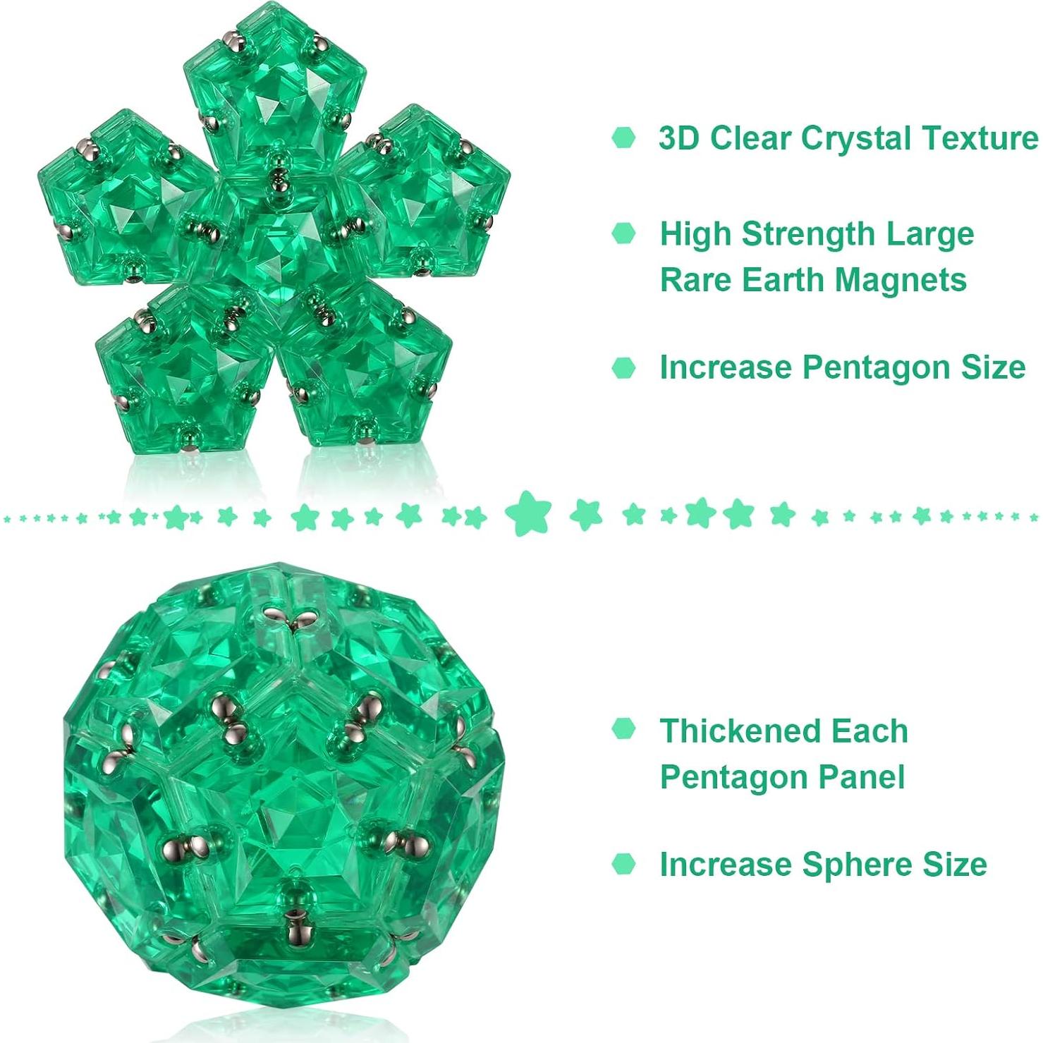 Esfera Magnética RoomyRoc - Set 12 Bolas Pentágonos Verde