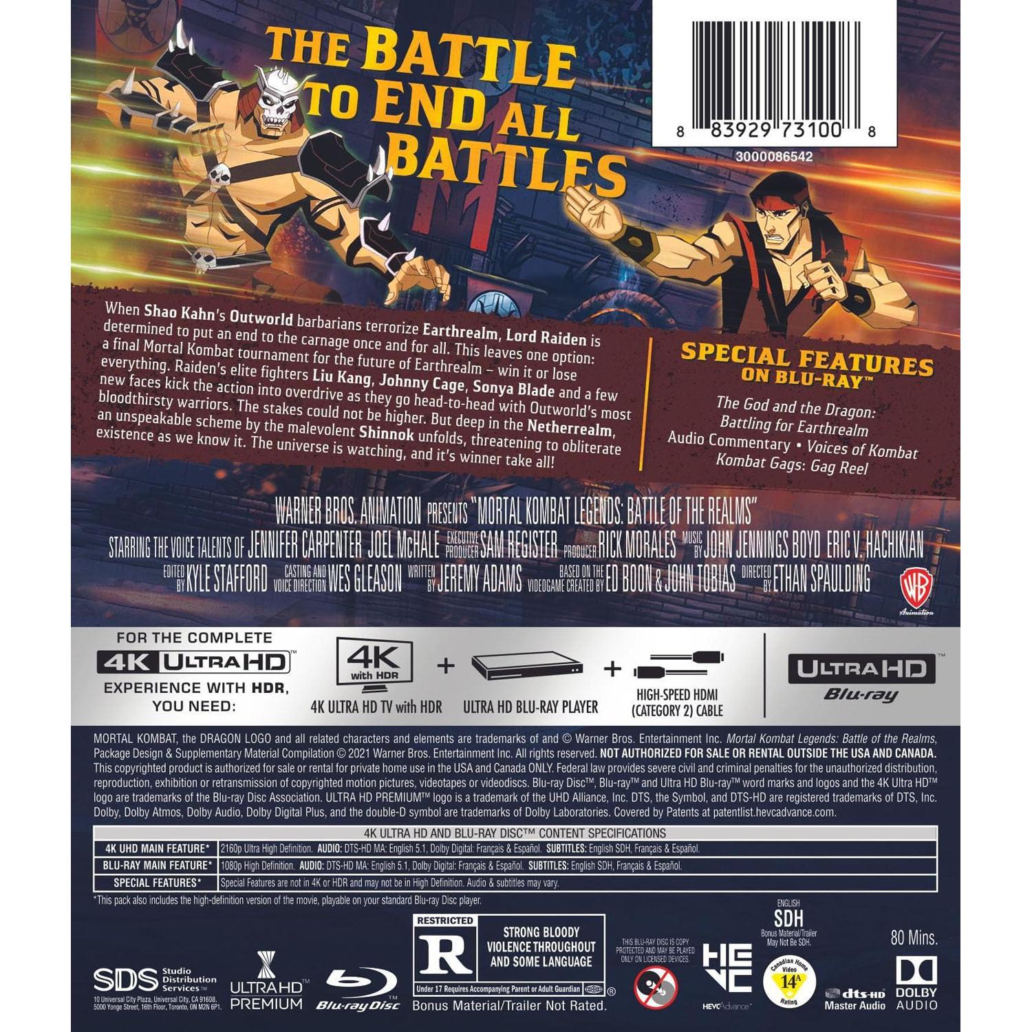 Mortal Kombat Legends: Batalla de los Reinos 4K UHD Blu-ray