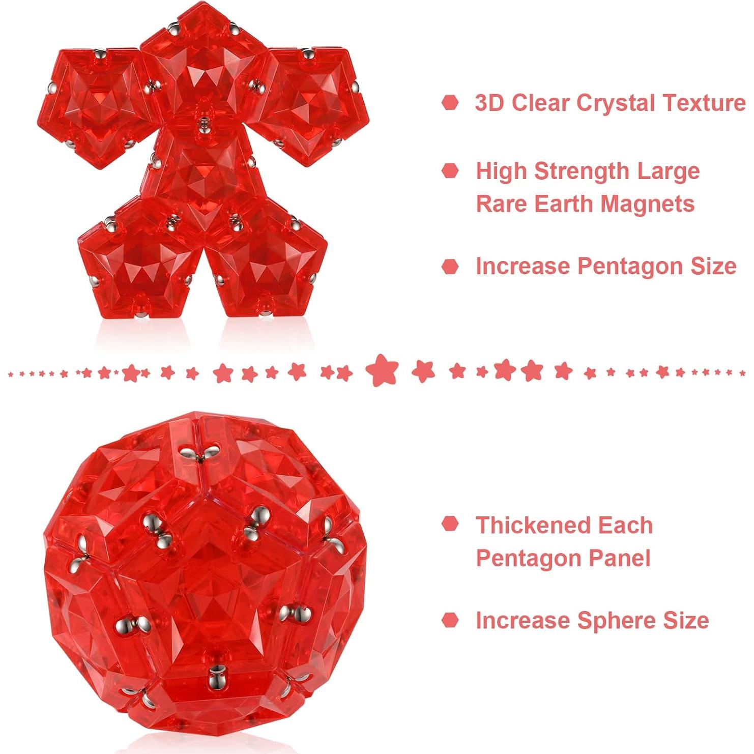 Esfera Magnética RoomyRoc - Set 12 Bolas Magnéticas - Rojo