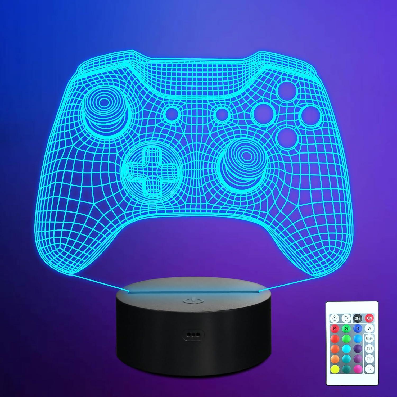 Lámpara Nocturna 3D Gamepad LED Okayera con Control Remoto