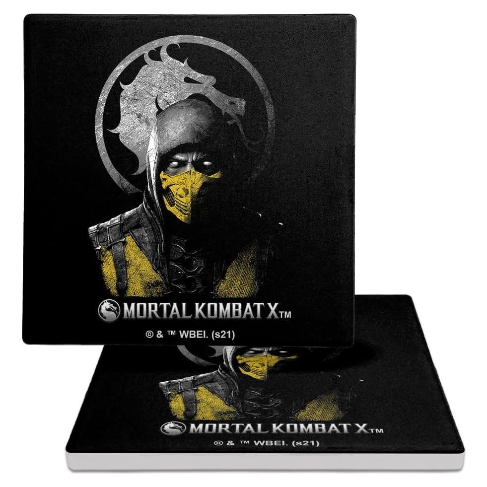 Set de 2 Posavasos Cerámicos Mortal Kombat Scorpion 9.9 cm