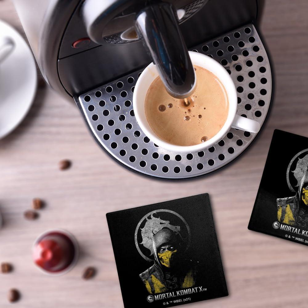 Set de 2 Posavasos Cerámicos Mortal Kombat Scorpion 9.9 cm