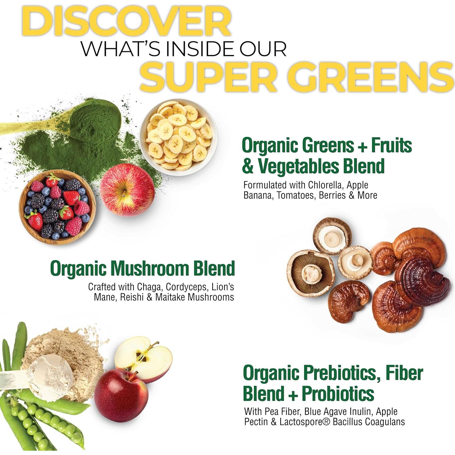 Country Farms Super Greens Orgánico 300g Sabor Manzana Plátano