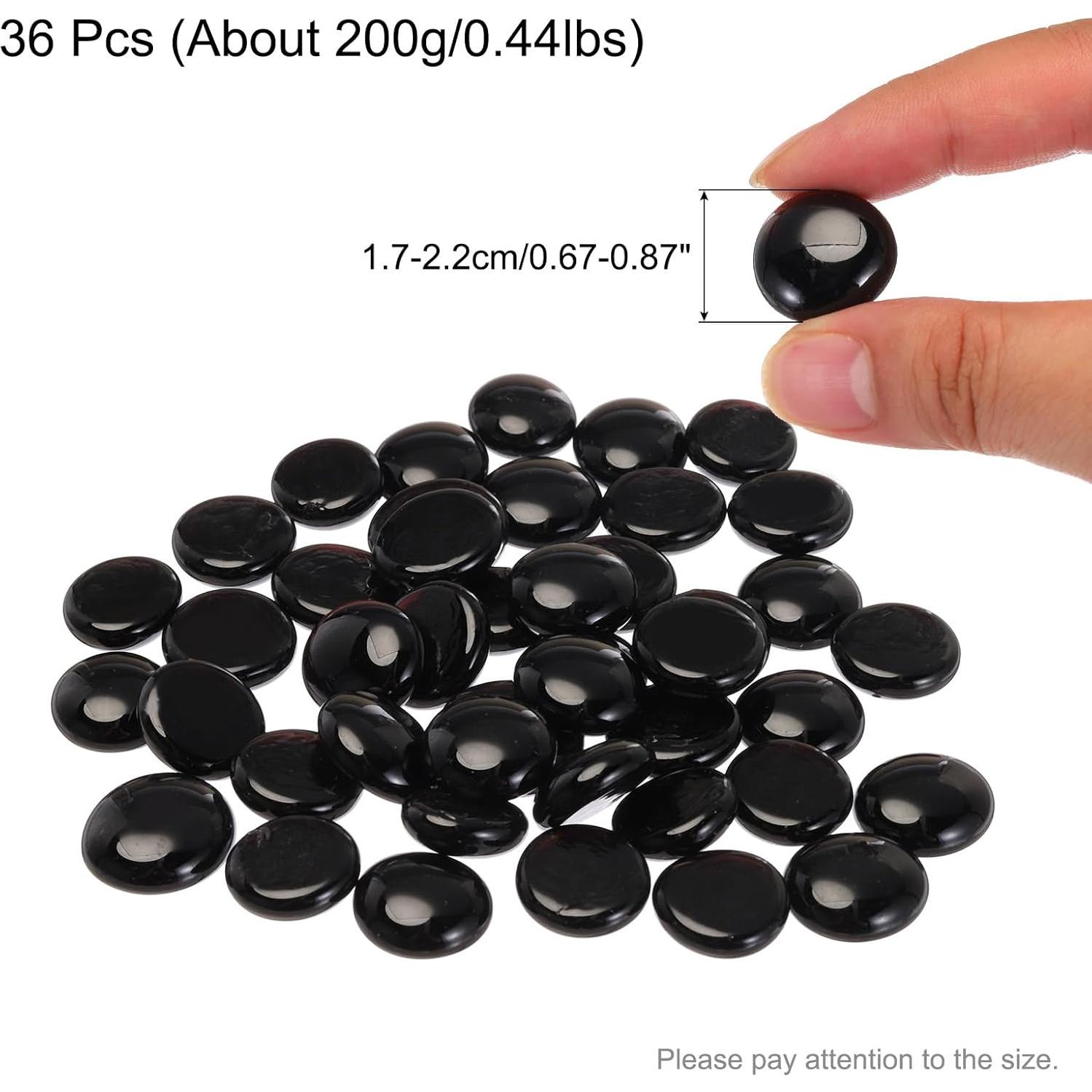 Perlas de Vidrio Planas Negras MECCANIXITY 36pcs 200g