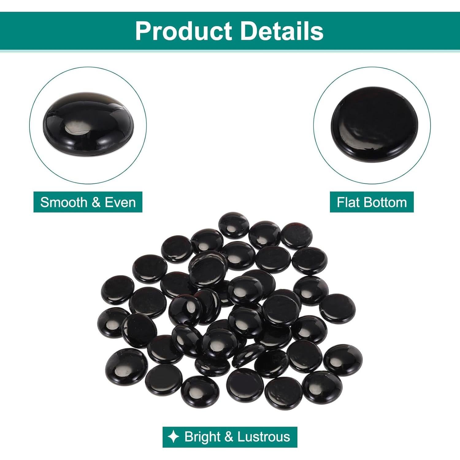 Perlas de Vidrio Planas Negras MECCANIXITY 36pcs 200g