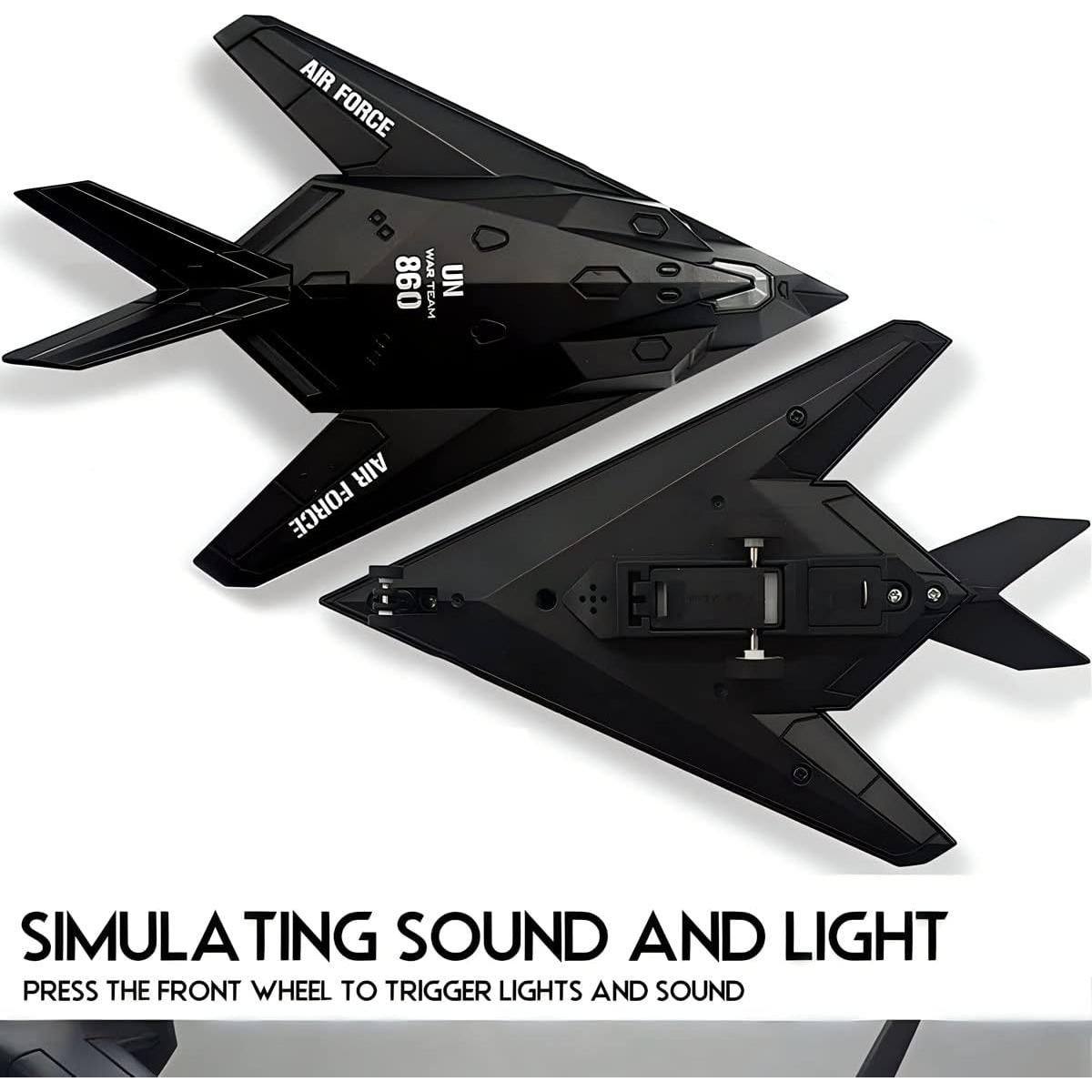 Juguete de avión militar Diecast Liberty Imports 20.32 cm con luces y sonido