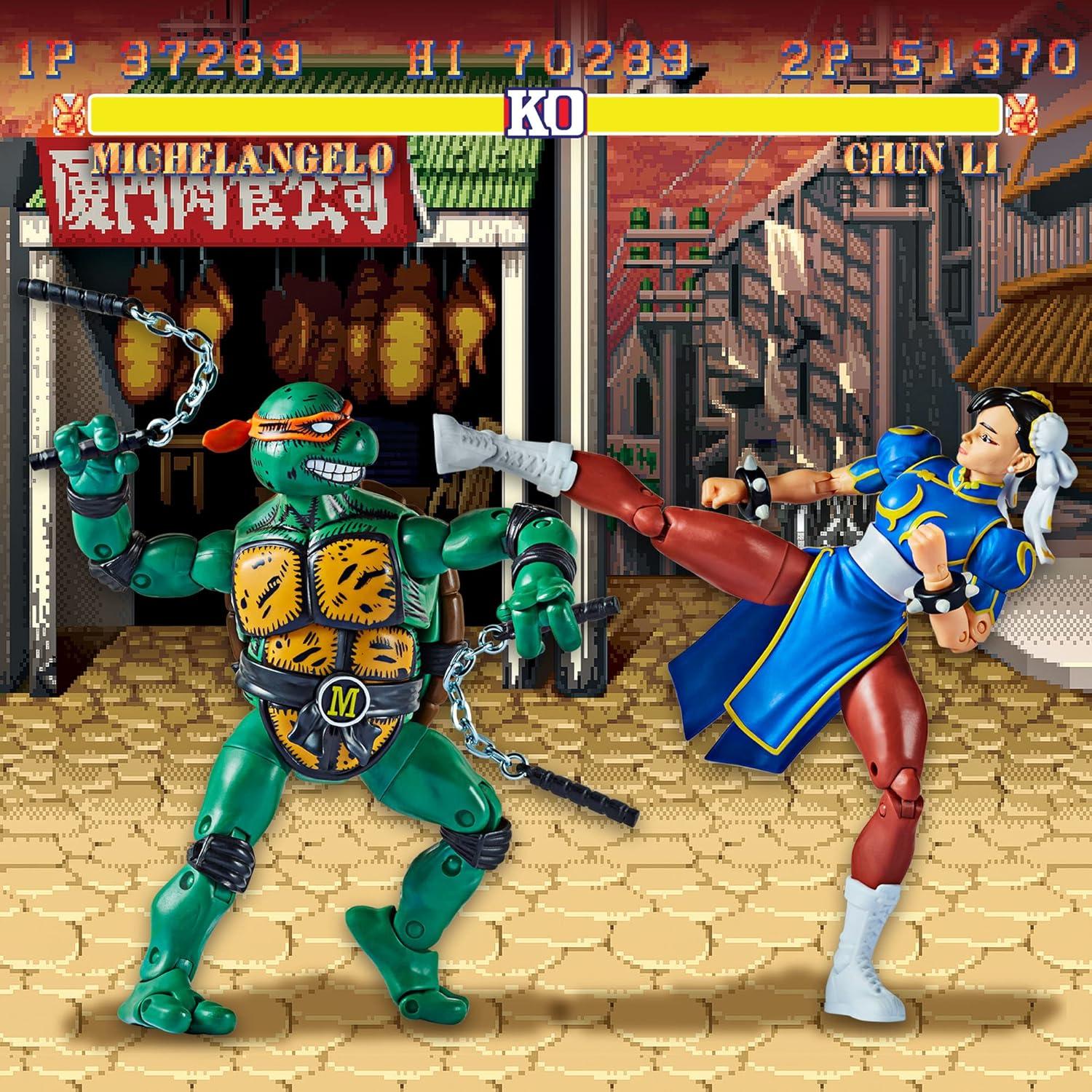 Figuras de Acción Tortugas Ninja vs Street Fighter 2-Pack
