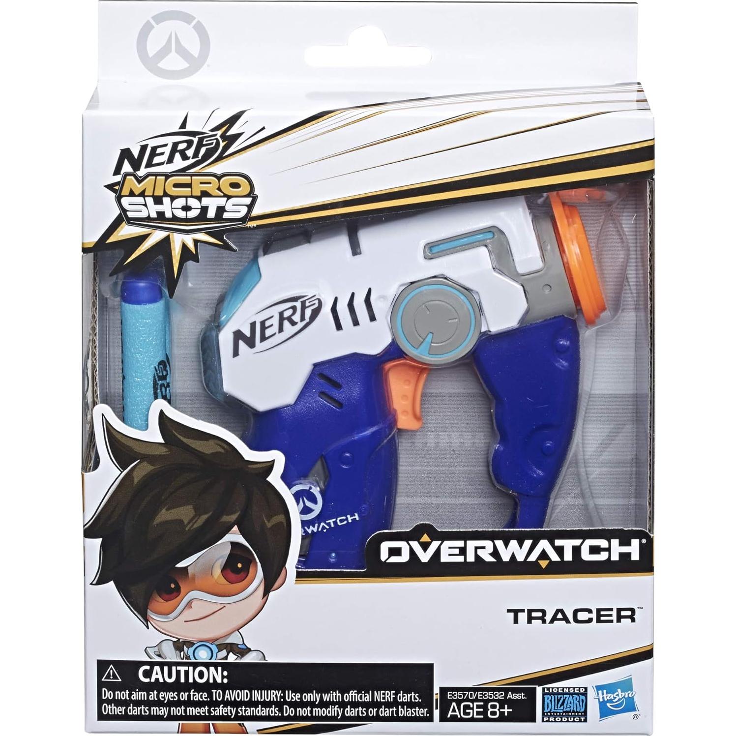 Blaster Nerf Microshots Overwatch Tracer con 2 dardos