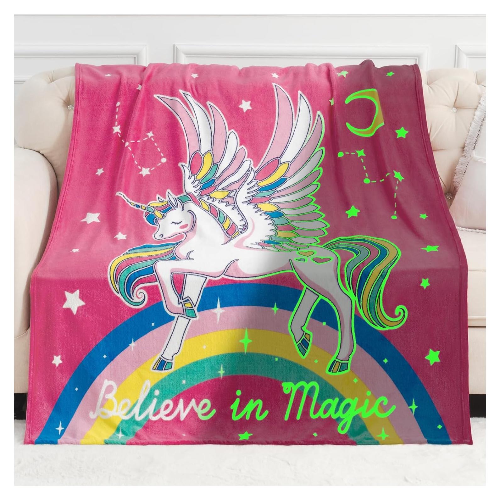 Manta Unicornio Jekeno 50x60 cm Brilla en la Oscuridad