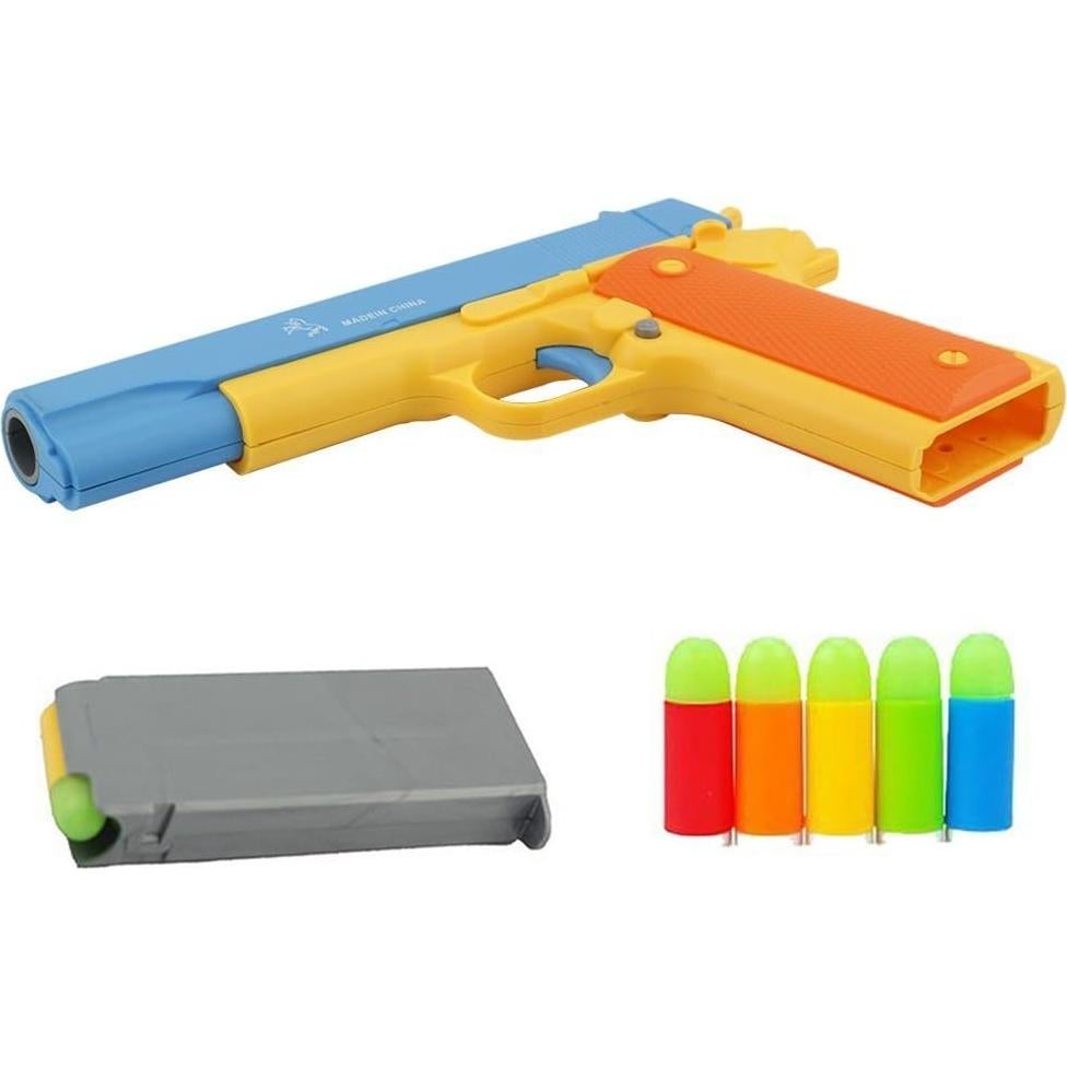 Pistola de Juguete Colt M1911 Azul con 10 Balas Suaves