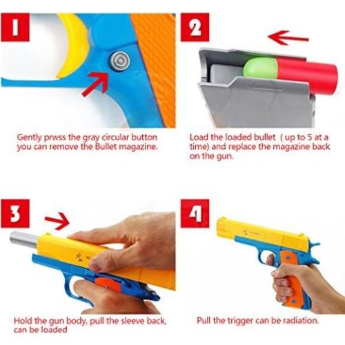 Pistola de Juguete Colt M1911 Azul con 10 Balas Suaves