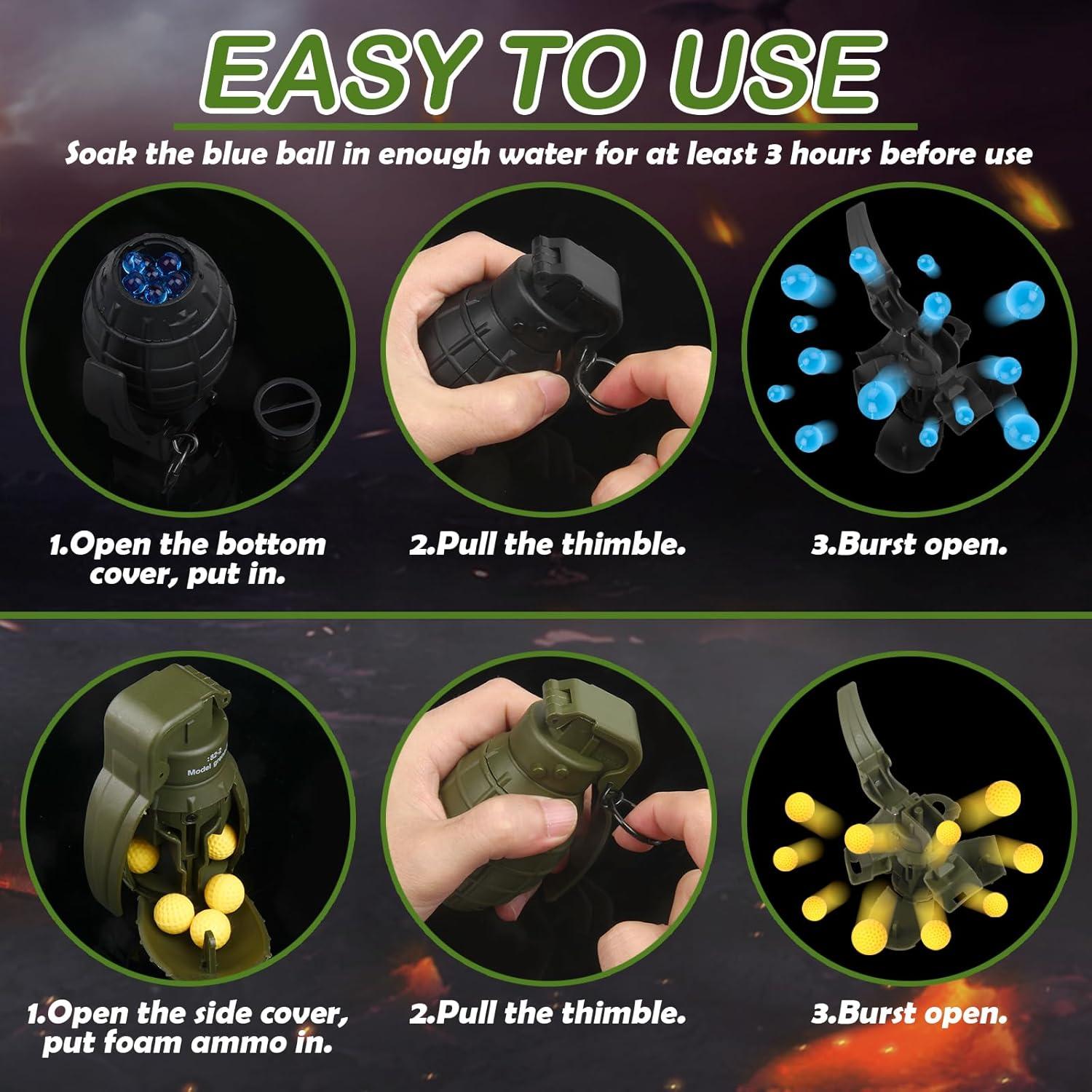 Granada de Juguete Táctica Nerf CS - 2 Pcs Reutilizables con Municiones