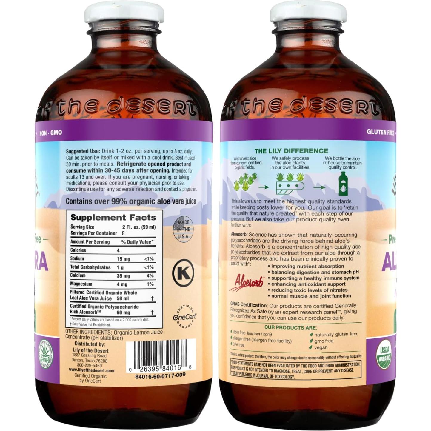 Jugo de Aloe Vera Hoja Entera Lirio del Desierto 473 ml