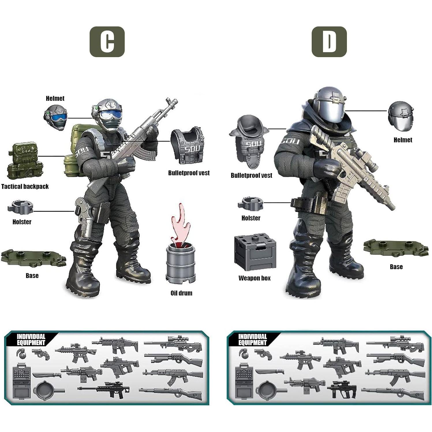 Set de Bloques de Construcción SWAT 8 Figuras Policías 5 CM