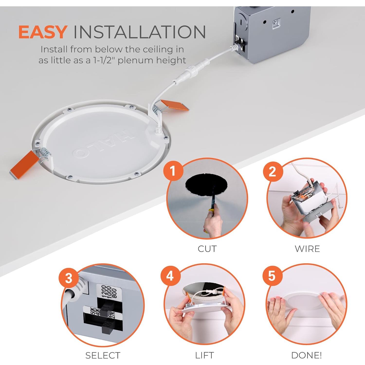 Downlight LED Empotrado HALO 6" Regulable 4-Pack Blanco
