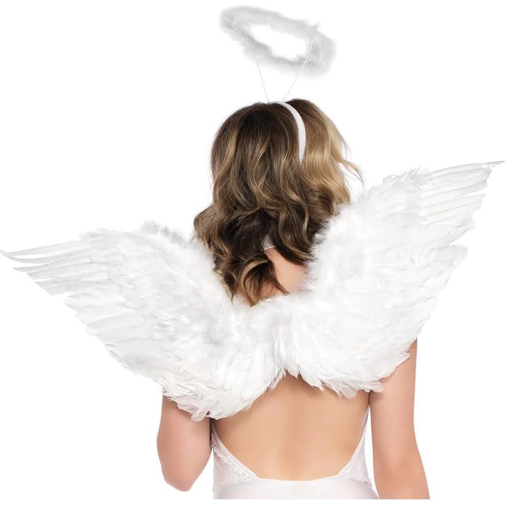 Diadema de Halo de Ángel Kangaroo con Plumas y 6 LEDs