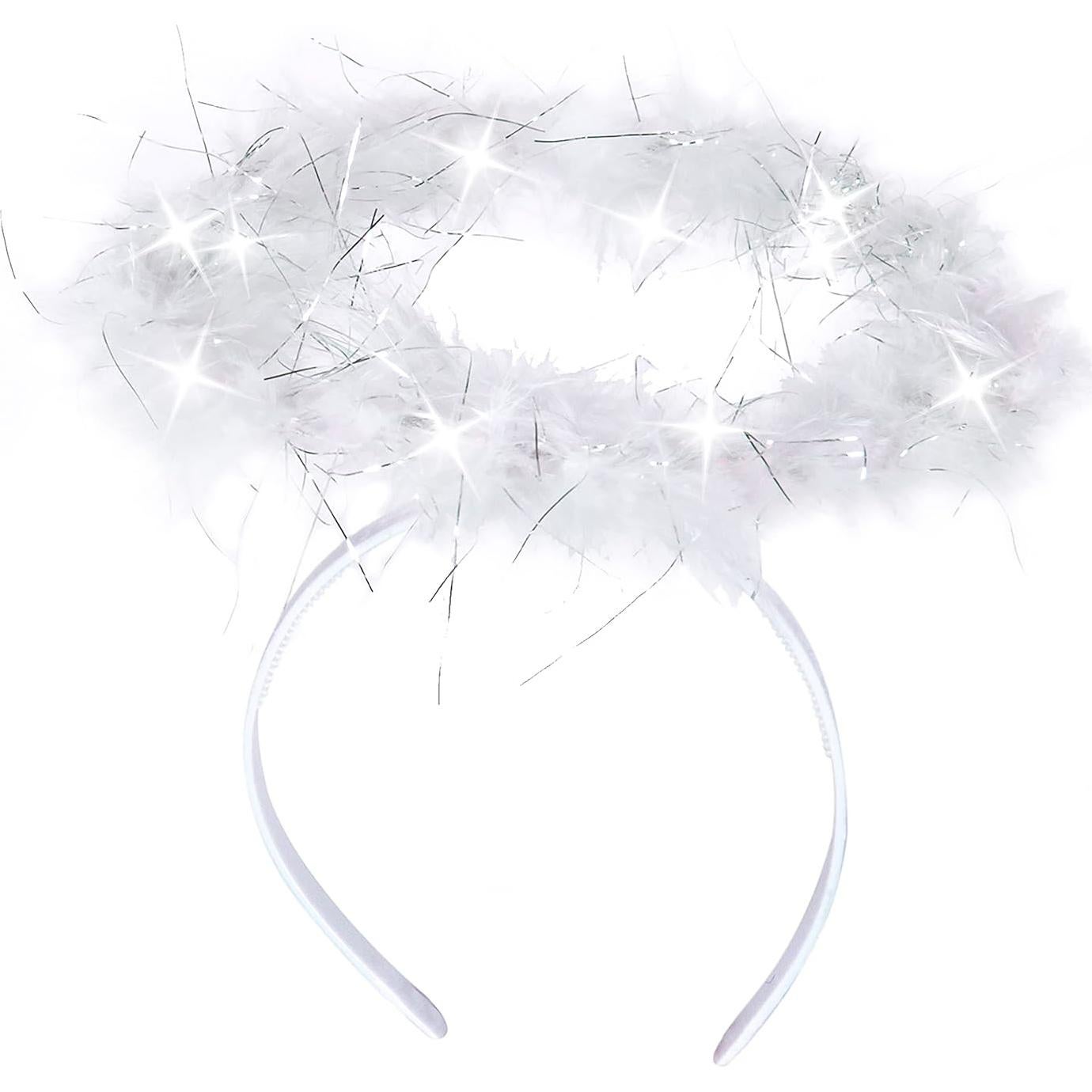 Diadema de Halo de Ángel Kangaroo con Plumas y 6 LEDs