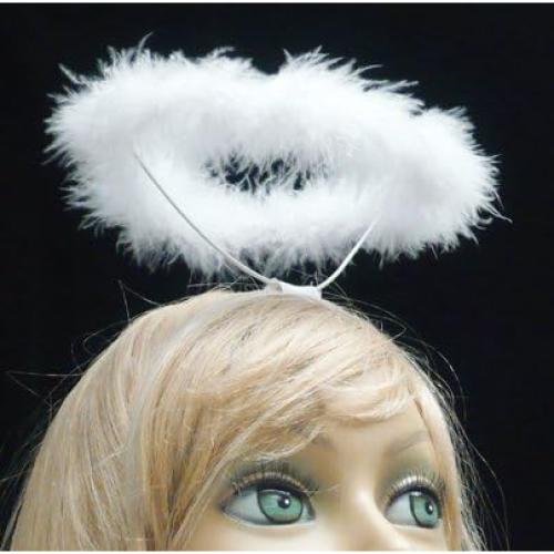 Diadema de Plumas de Marabú Blanca FashionWings para Adultos