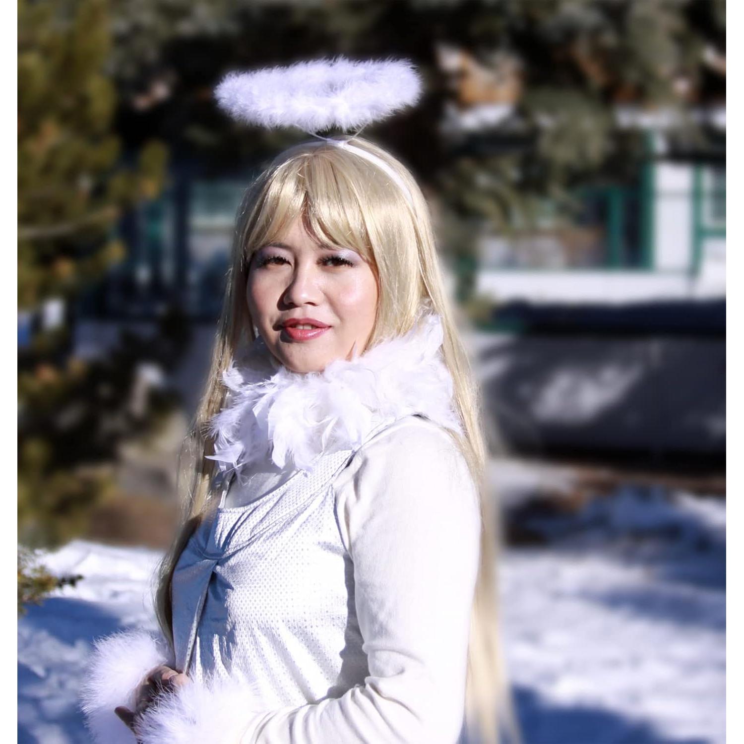 Diadema de Plumas de Marabú Blanca FashionWings para Adultos