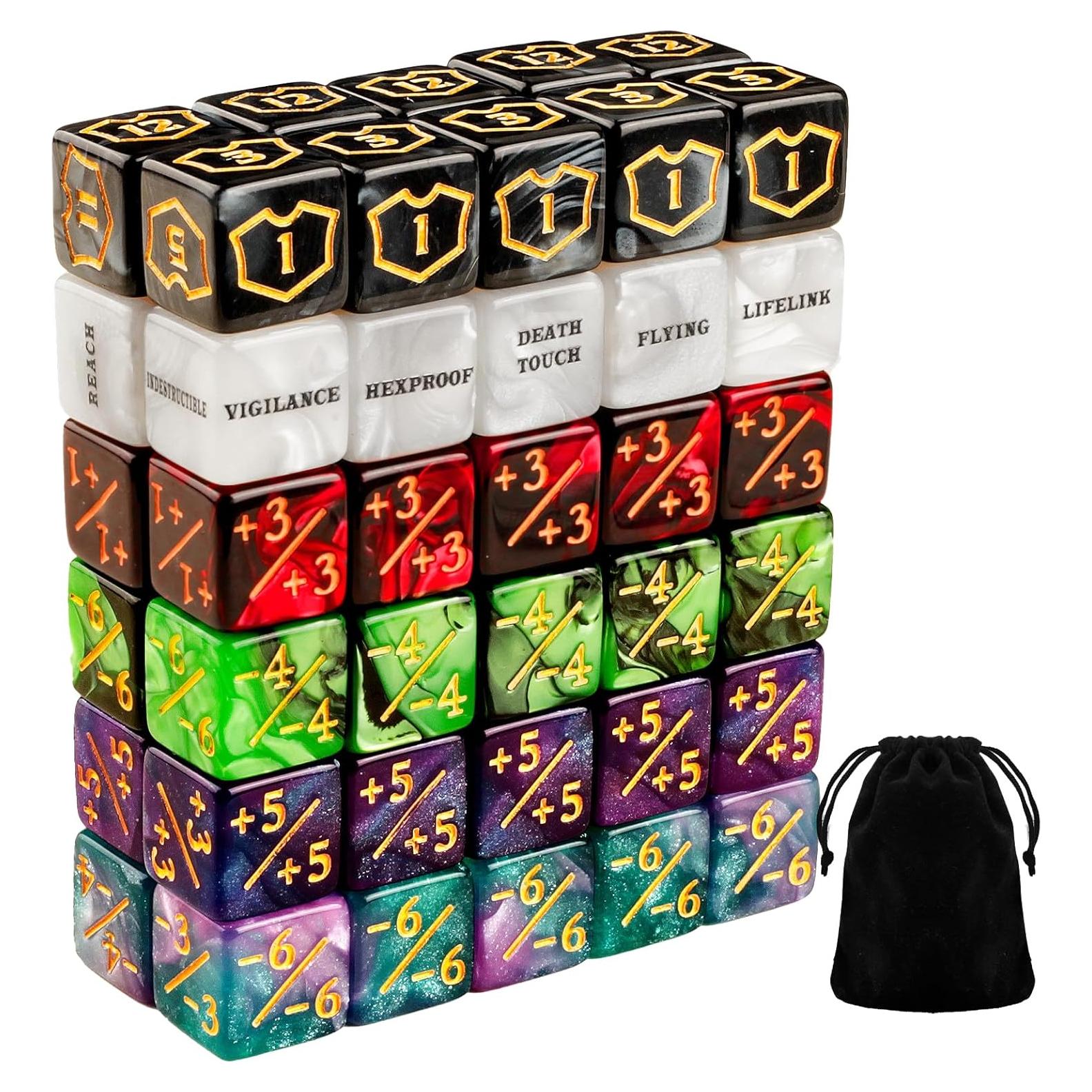 60 Dados Contadores MTG Flvdierd 16mm para Juegos de Cartas