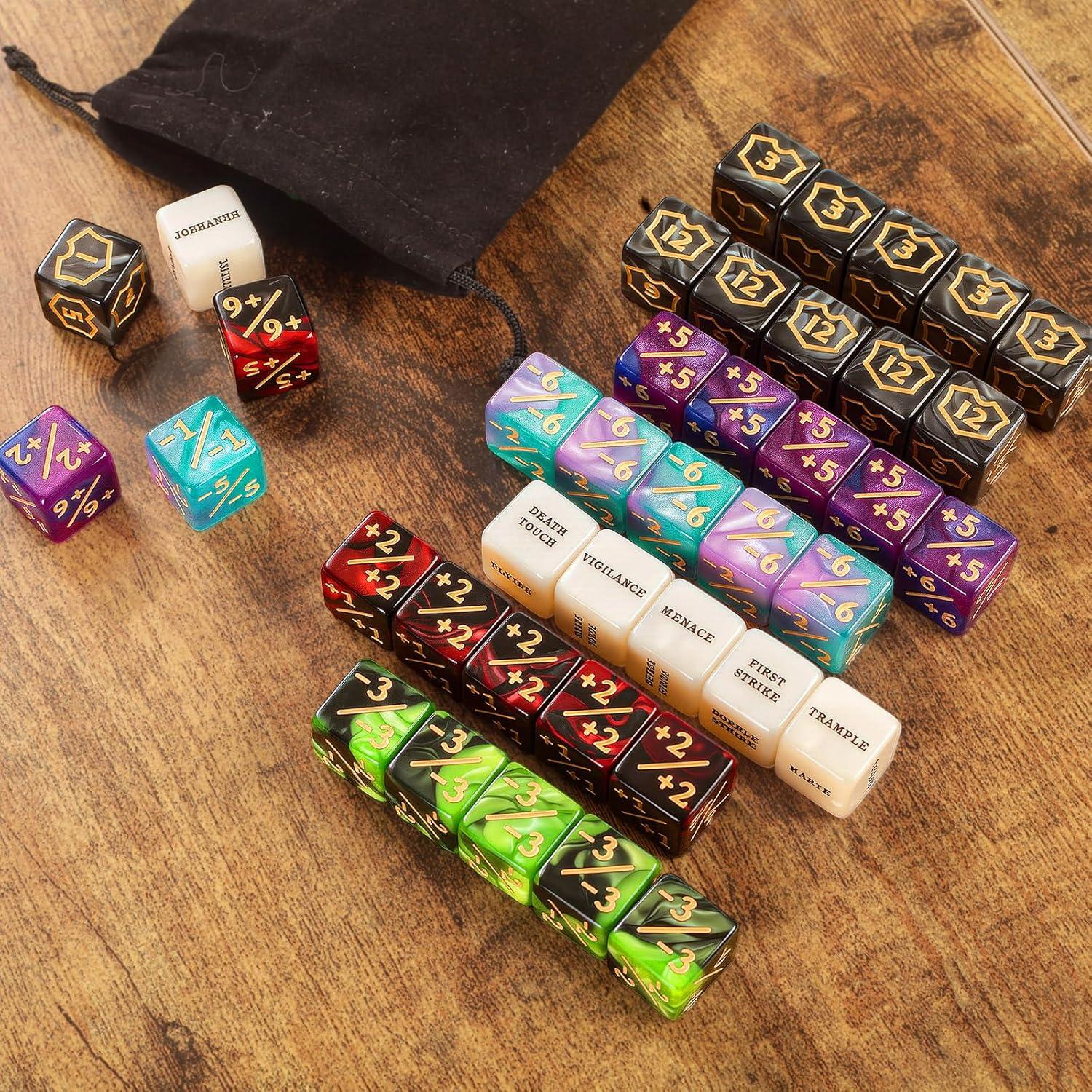 60 Dados Contadores MTG Flvdierd 16mm para Juegos de Cartas