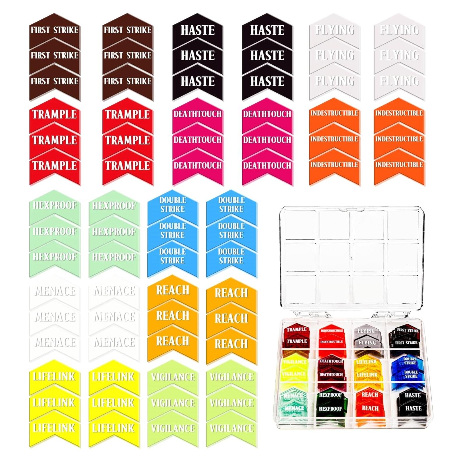 72 Contadores de Palabras Clave MTG PUGED con Caja Transparente