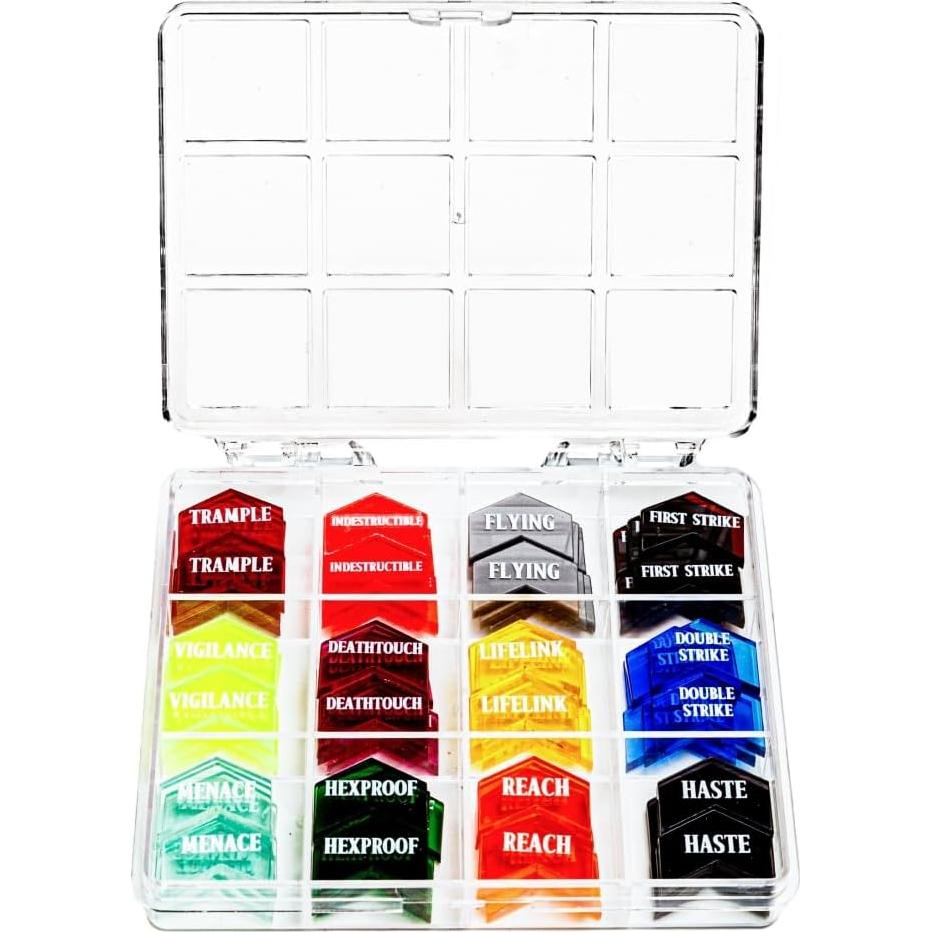 72 Contadores de Palabras Clave MTG PUGED con Caja Transparente