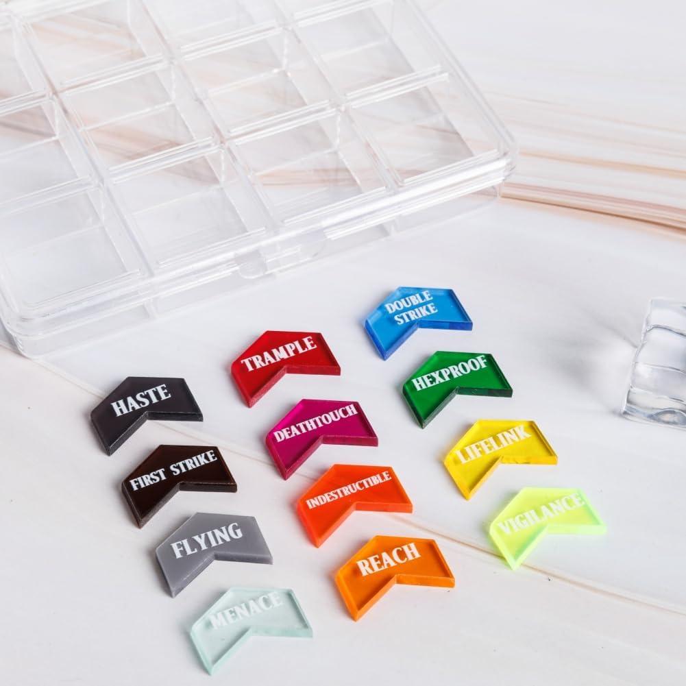 72 Contadores de Palabras Clave MTG PUGED con Caja Transparente