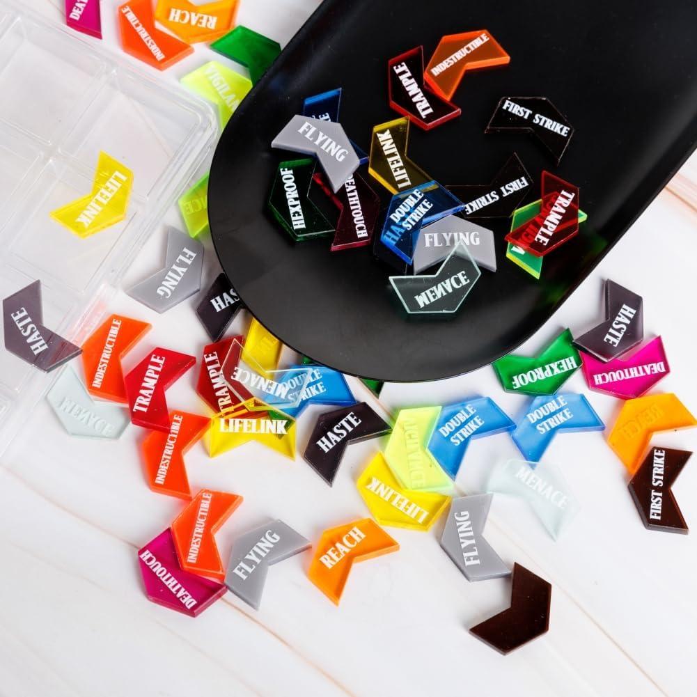 72 Contadores de Palabras Clave MTG PUGED con Caja Transparente