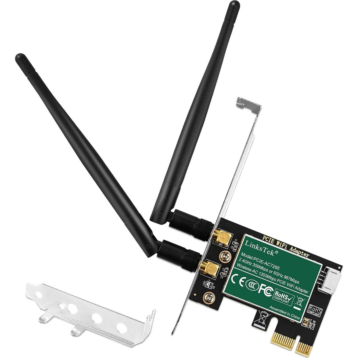 Adaptador WiFi PCIe LinksTek AC 1200Mbps Doble Banda