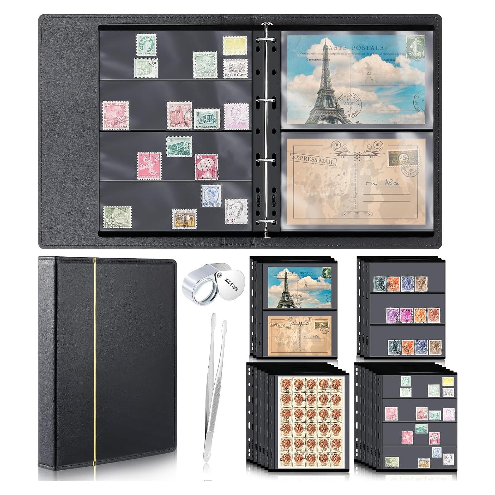 Álbum de Colección de Sellos Lewtemi 20 Páginas Negro