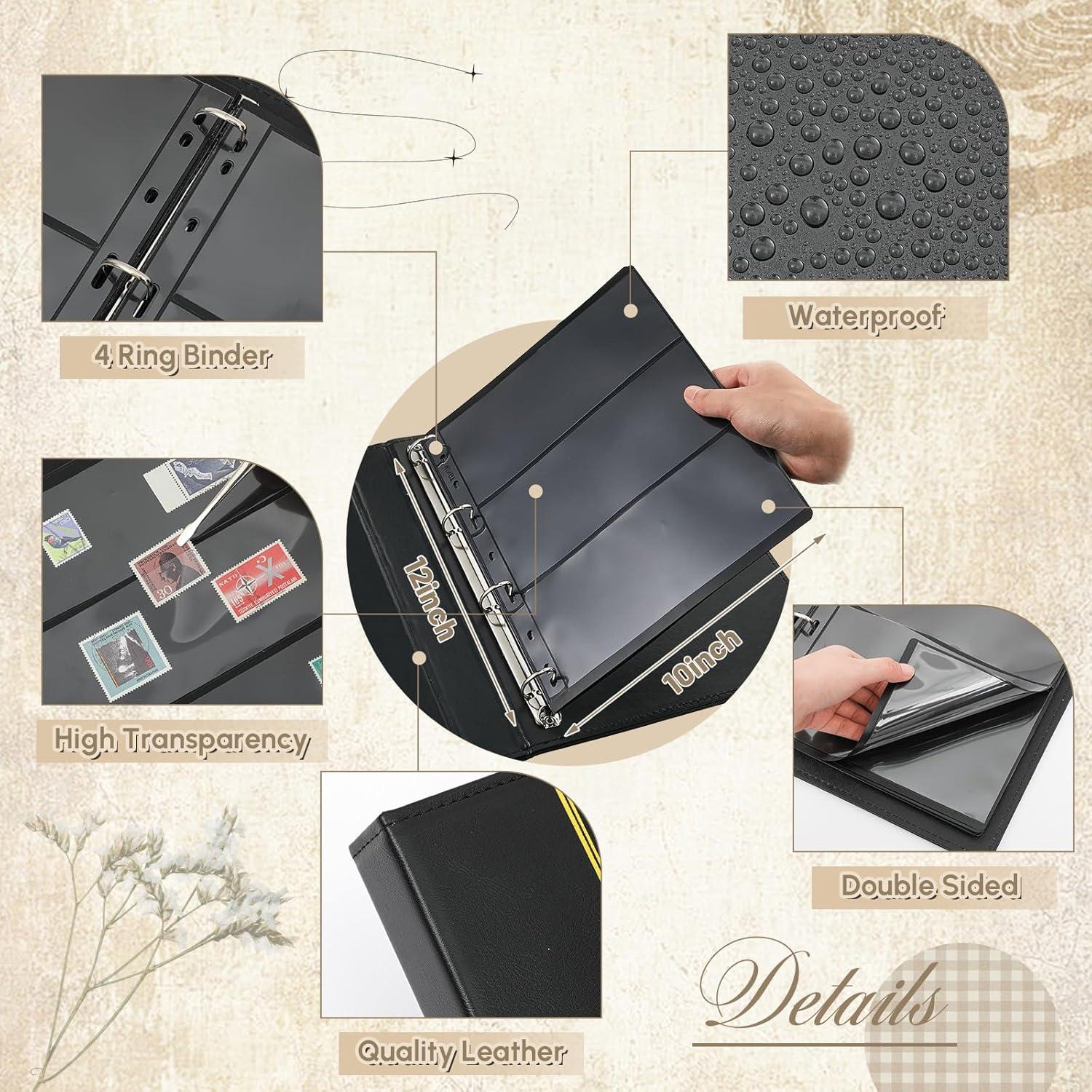 Álbum de Colección de Sellos Lewtemi 20 Páginas Negro