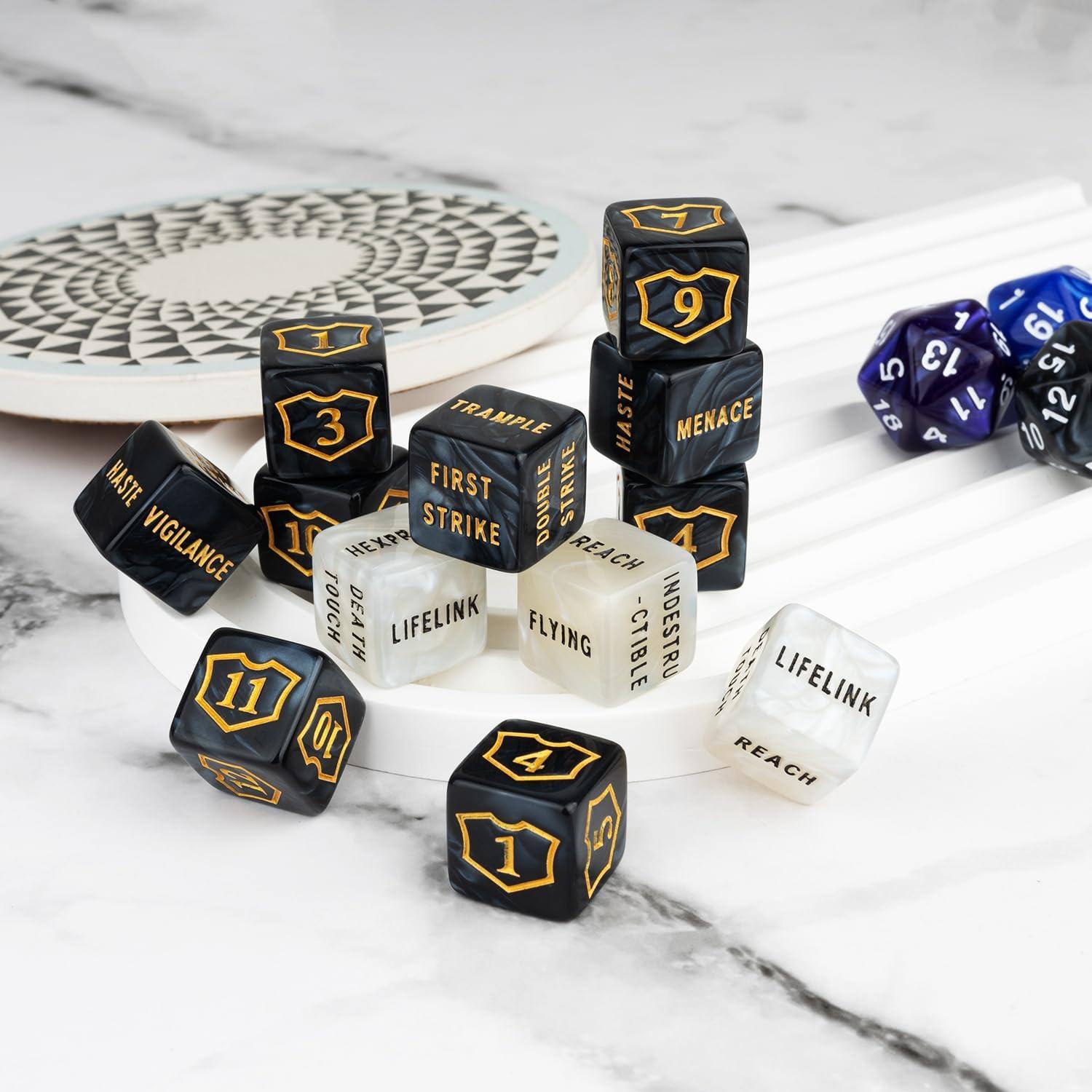 63 Piezas Contadores de Dados MTG con Bolsa de Terciopelo