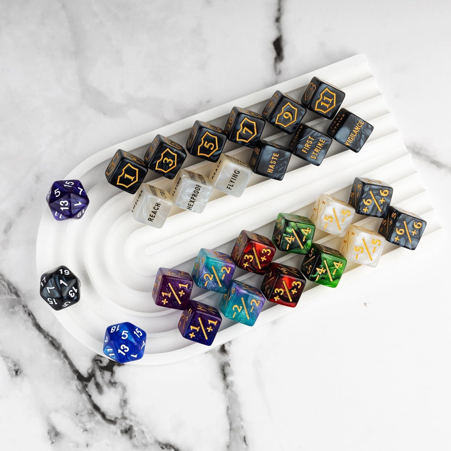 63 Piezas Contadores de Dados MTG con Bolsa de Terciopelo