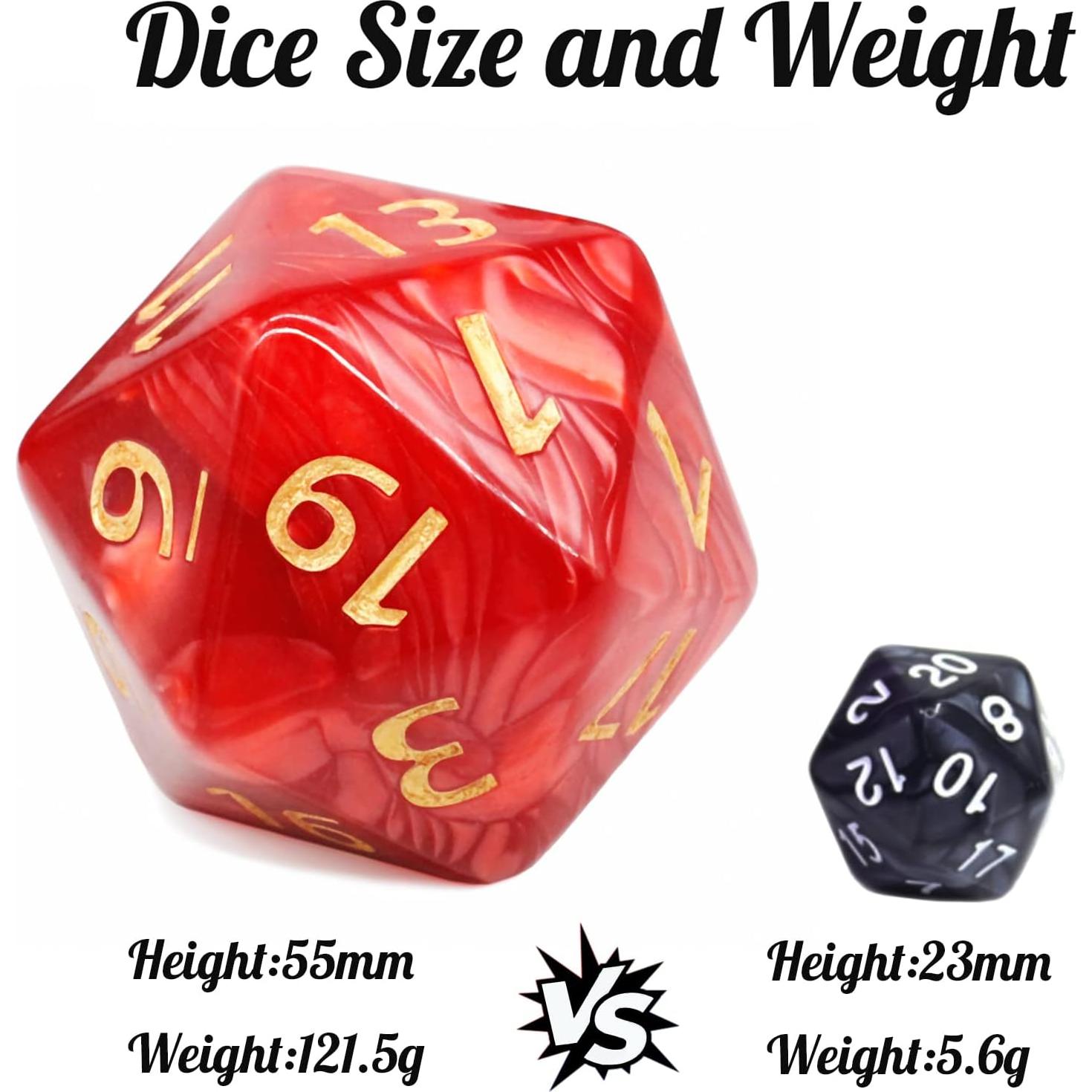 Dado D20 Gigante 55mm Acrílico Rojo para Dungeons y Dragons