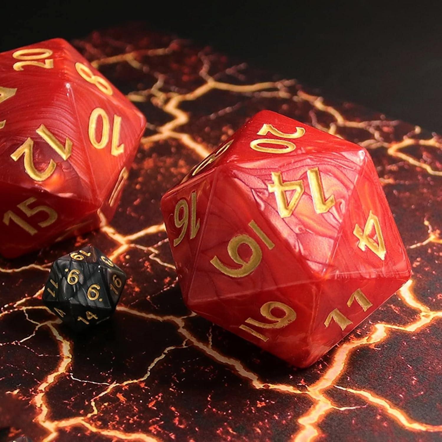 Dado D20 Gigante 55mm Acrílico Rojo para Dungeons y Dragons
