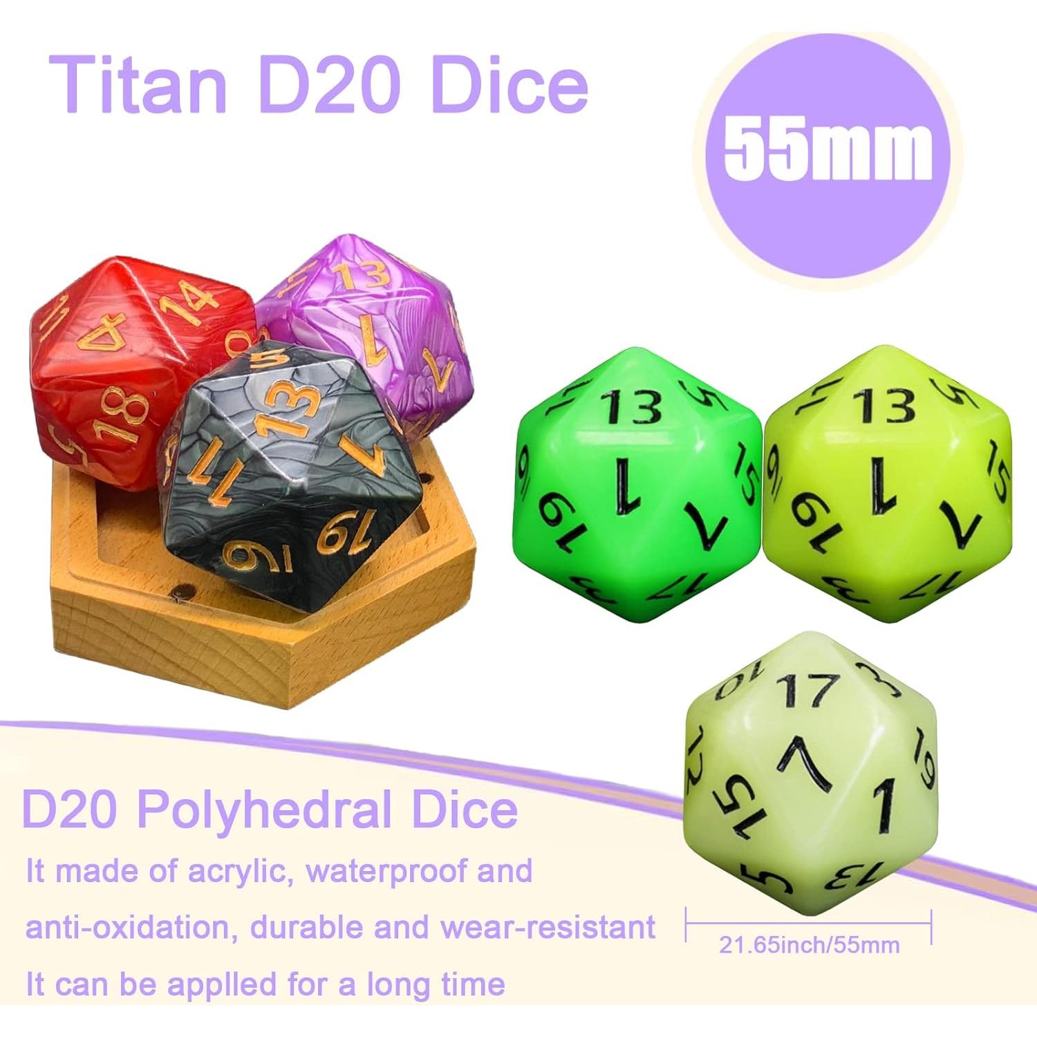 Dado D20 Gigante 55mm Acrílico Rojo para Dungeons y Dragons