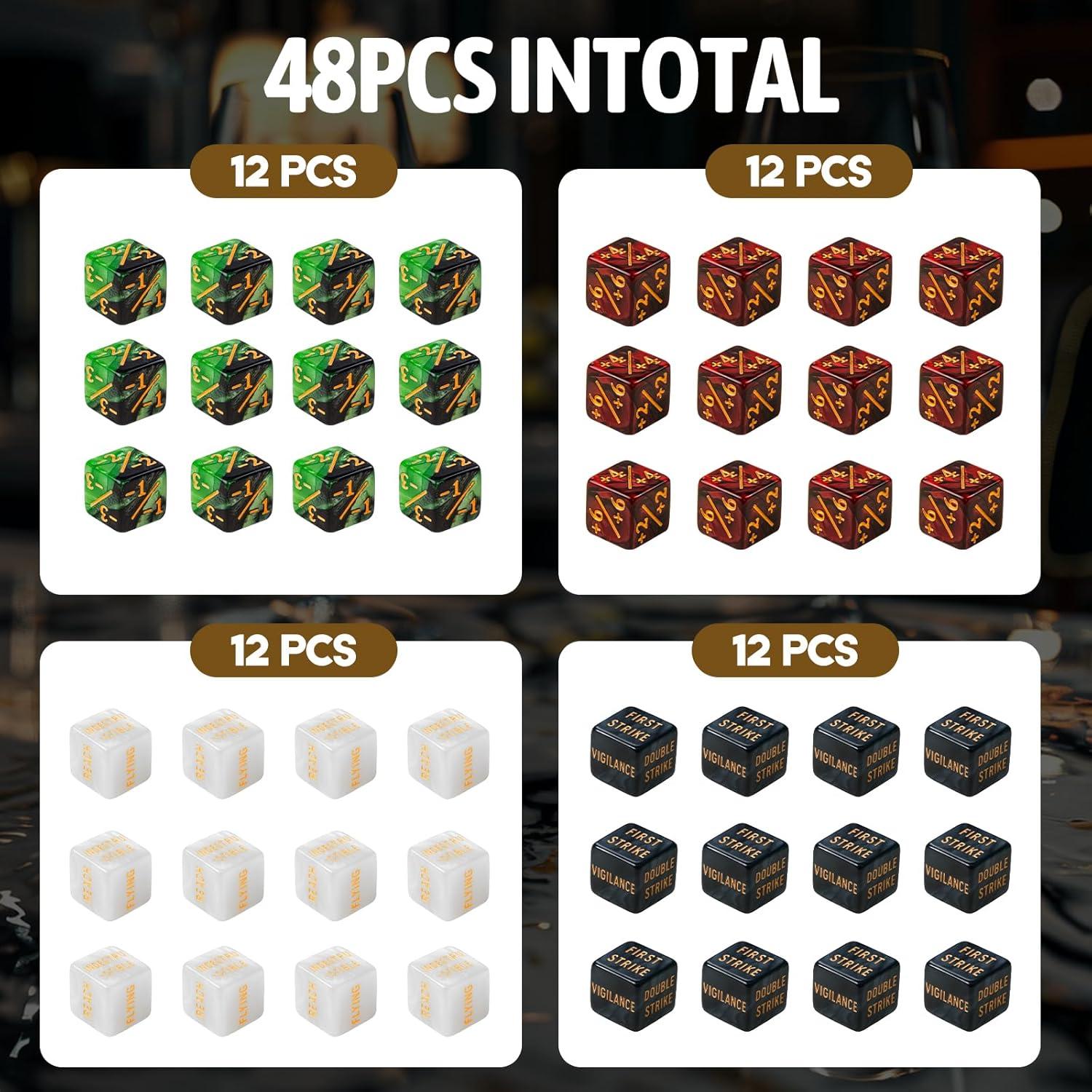 48 Dados Contadores MTG Ravonixis Verde y Rojo - Palabras Clave