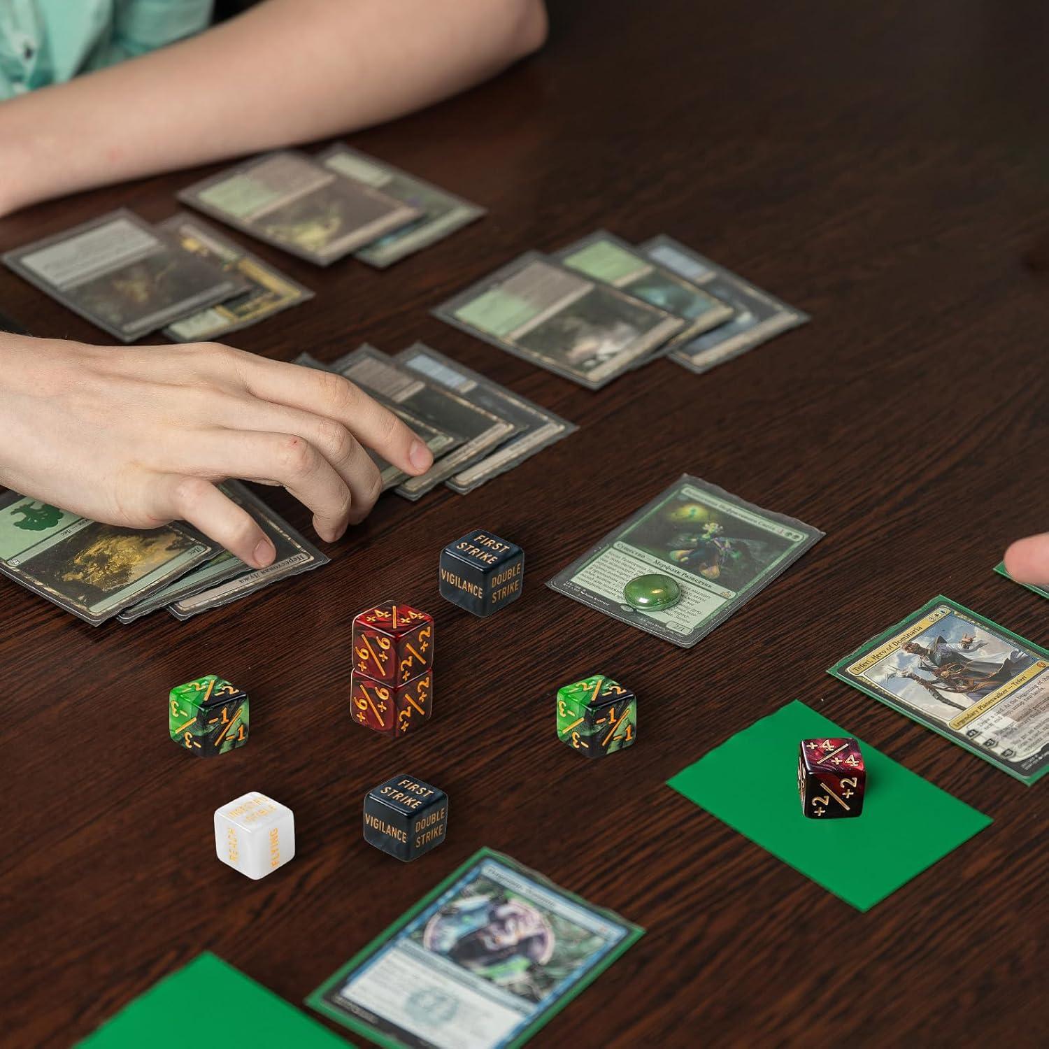 48 Dados Contadores MTG Ravonixis Verde y Rojo - Palabras Clave