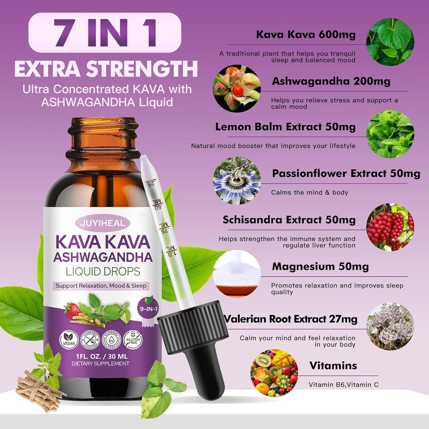 Extracto de Kava Kava JUYIHEAL 29.57 ml x 3 - Relajación y Bienestar