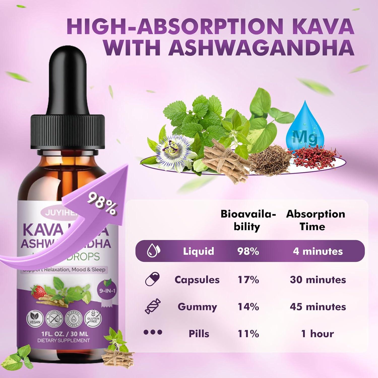 Extracto de Kava Kava JUYIHEAL 29.57 ml x 3 - Relajación y Bienestar