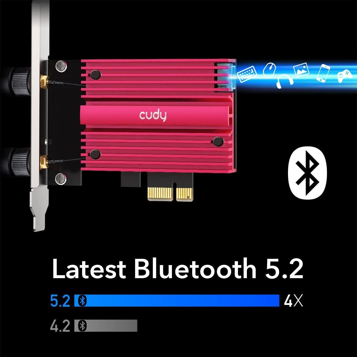 Cudy AX5400 Tarjeta PCIe WiFi 6E Bluetooth 5.2 para PC
